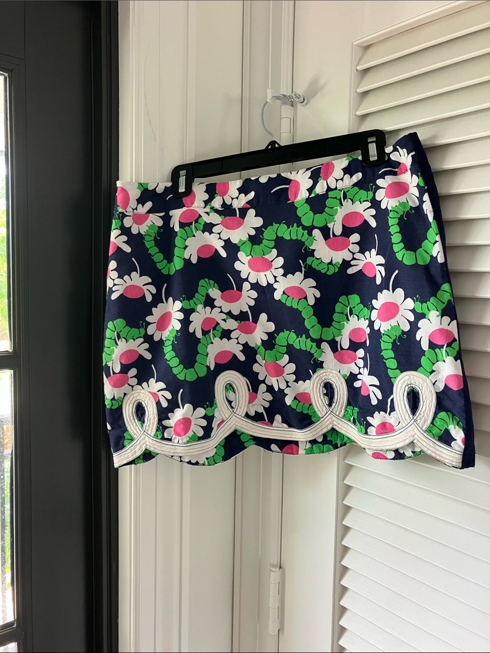 Lilly Pulitzer Floral Navy Mini Skirt with Pink & Green Accents